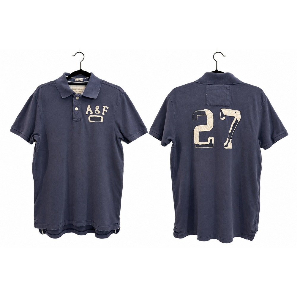 Abercrombie & Fitch Vintage Mens Polo Shirt Blue Double Hit A&F Rare Y2K M / L